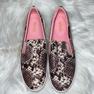 MK Snakeskin Slipon Loafers w/gold accents